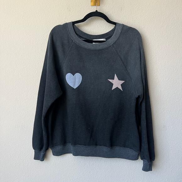 Wildfox Heart Star Sweatshirt in Charcoal Size S - Picture 2 of 6